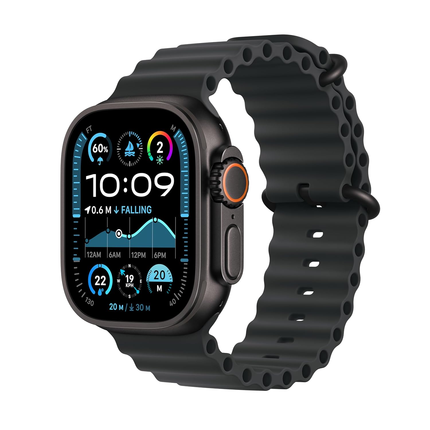 PRO ULTRA-2 GPS Cellular 49mm Smartwatch, Sports Watch with Natural Titanium Case with Black Ocean Band- M/L. Fitness Tracker, Precision GPS, Action Button