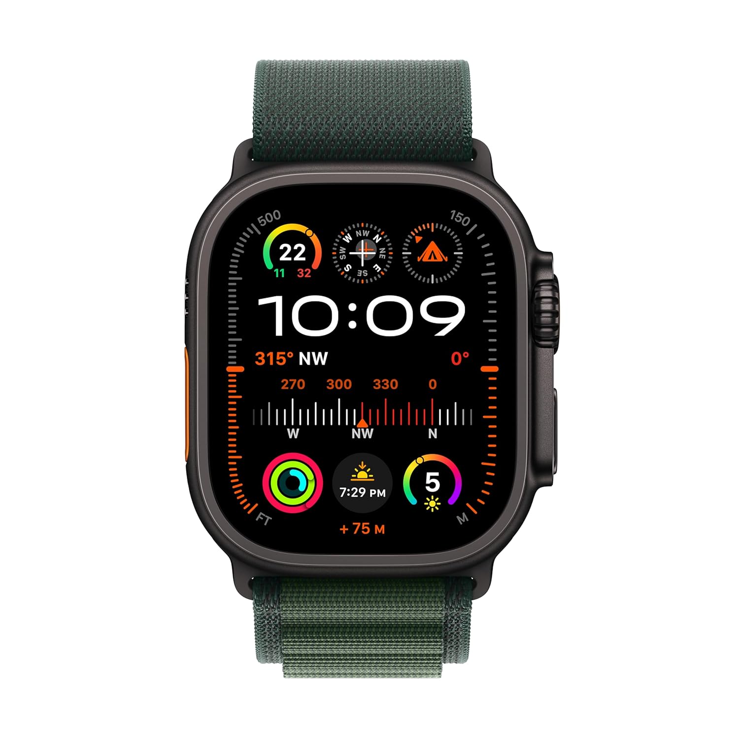 PRO ULTRA-2 GPS Cellular 49mm Smartwatch, Sports Watch with Natural Titanium Case with Dark Green Alpine Loop- M/L. Fitness Tracker, Precision GPS, Action Button