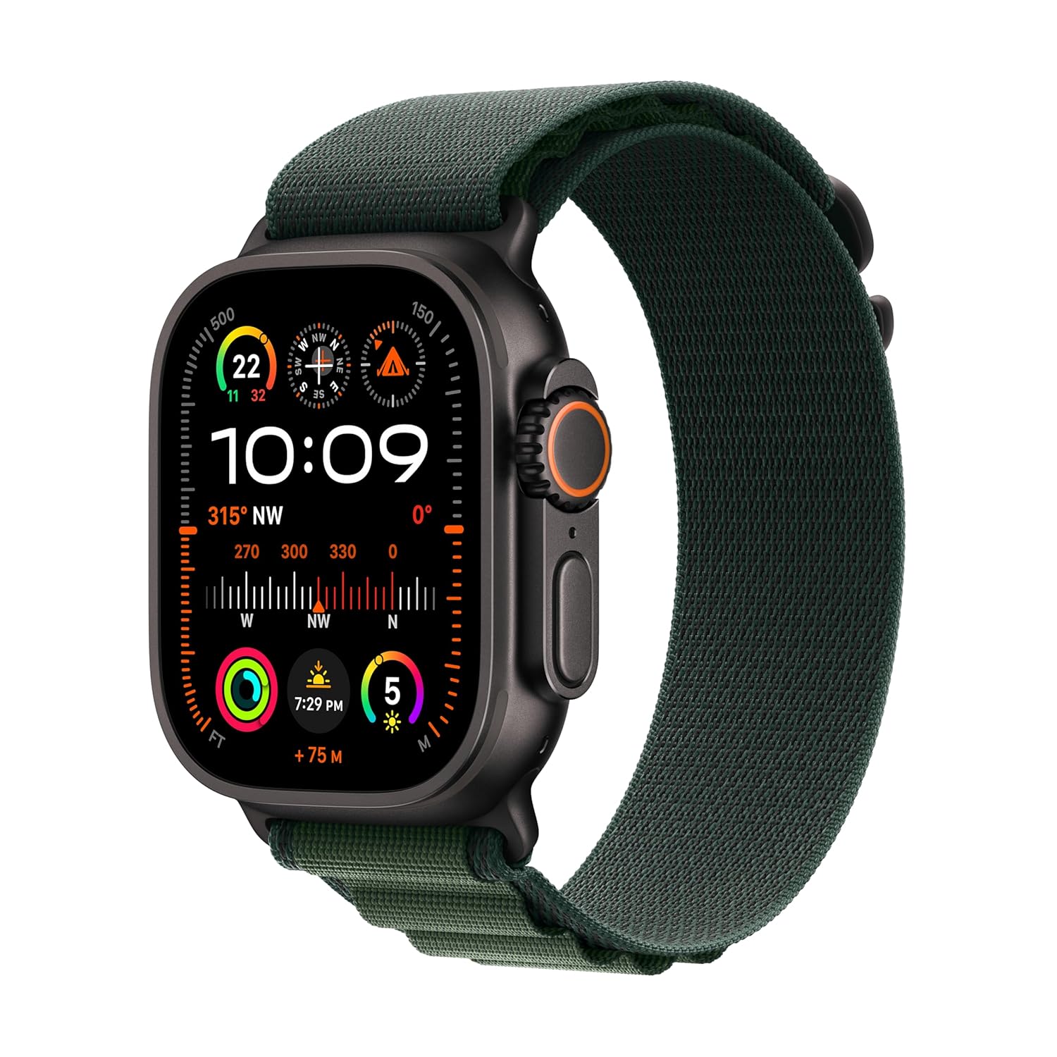PRO ULTRA-2 GPS Cellular 49mm Smartwatch, Sports Watch with Natural Titanium Case with Dark Green Alpine Loop- M/L. Fitness Tracker, Precision GPS, Action Button