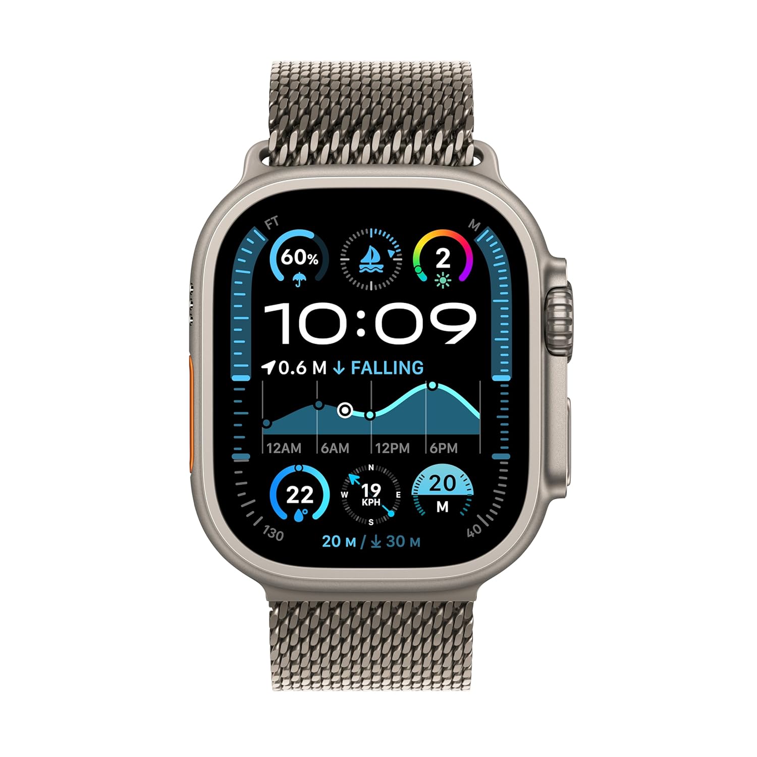 PRO ULTRA-2 GPS Cellular 49mm Smartwatch, Sports Watch with Natural Titanium Case with Natural Titanium Milanese Loop- M/L. Fitness Tracker, Precision GPS, Action Button