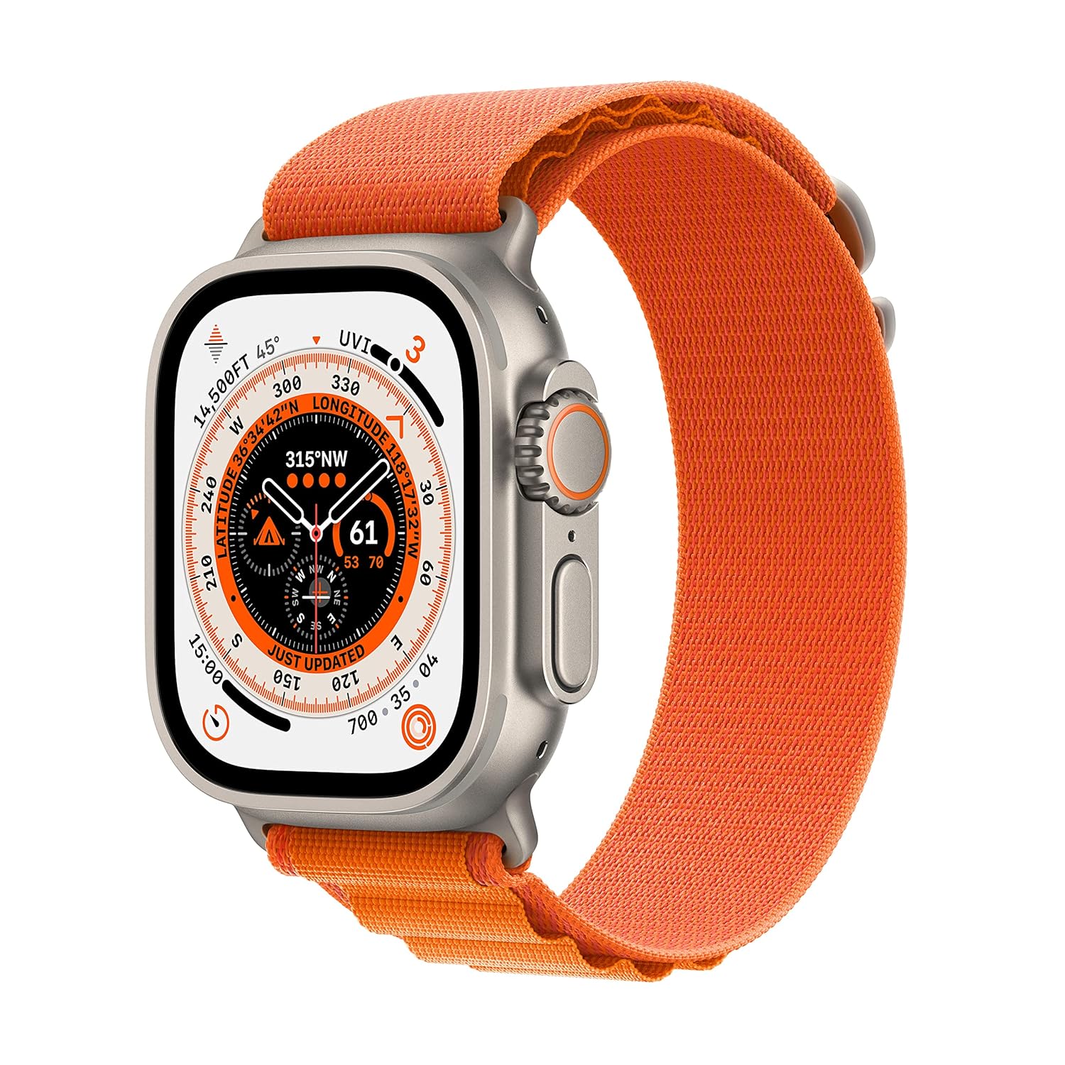 PRO ULTRA-2 GPS Cellular 49mm Smartwatch, Sports Watch with Natural Titanium Case with Orange Alpine Loop Medium M/L. Fitness Tracker, Precision GPS, Action Button