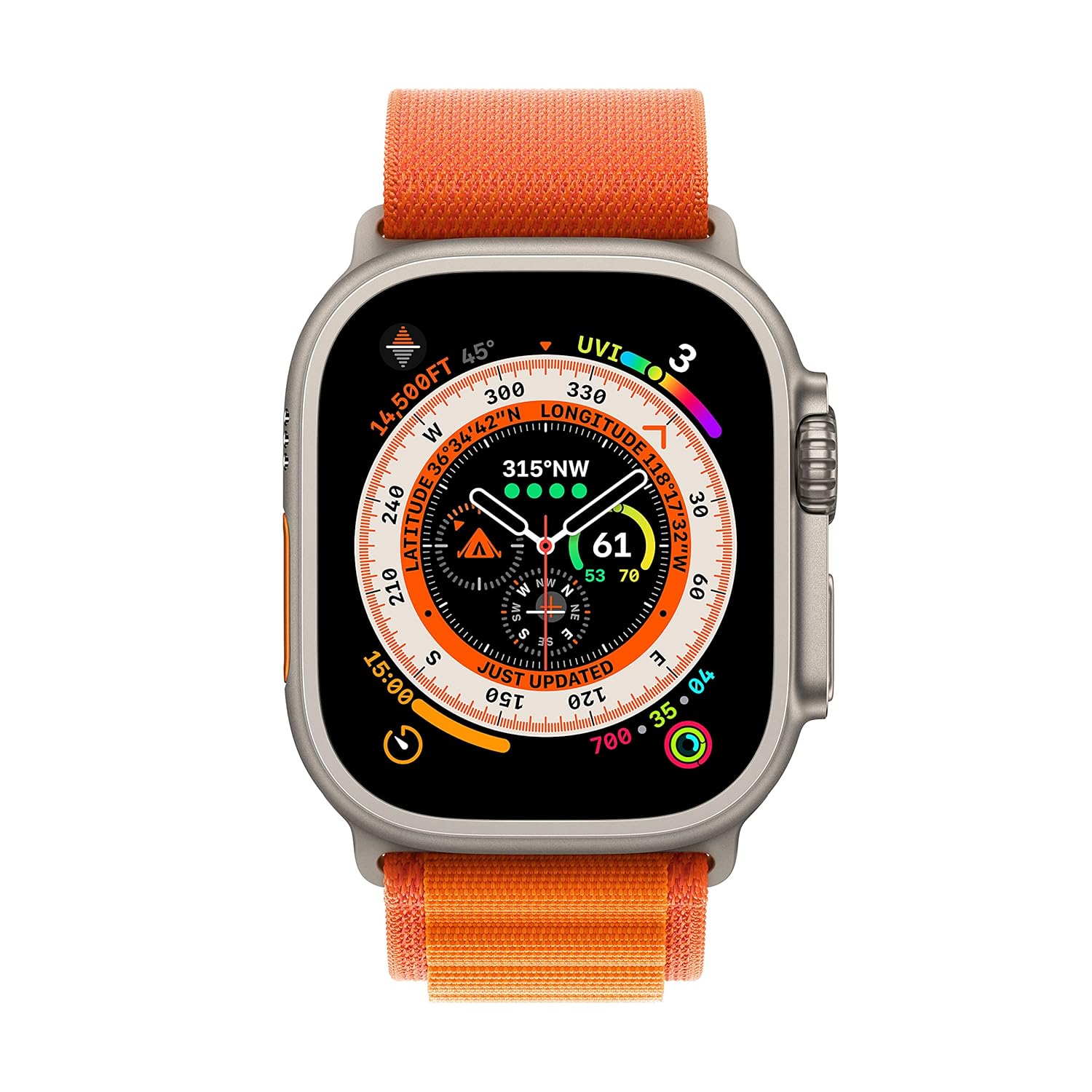 PRO ULTRA-2 GPS Cellular 49mm Smartwatch, Sports Watch with Natural Titanium Case with Orange Alpine Loop Medium M/L. Fitness Tracker, Precision GPS, Action Button