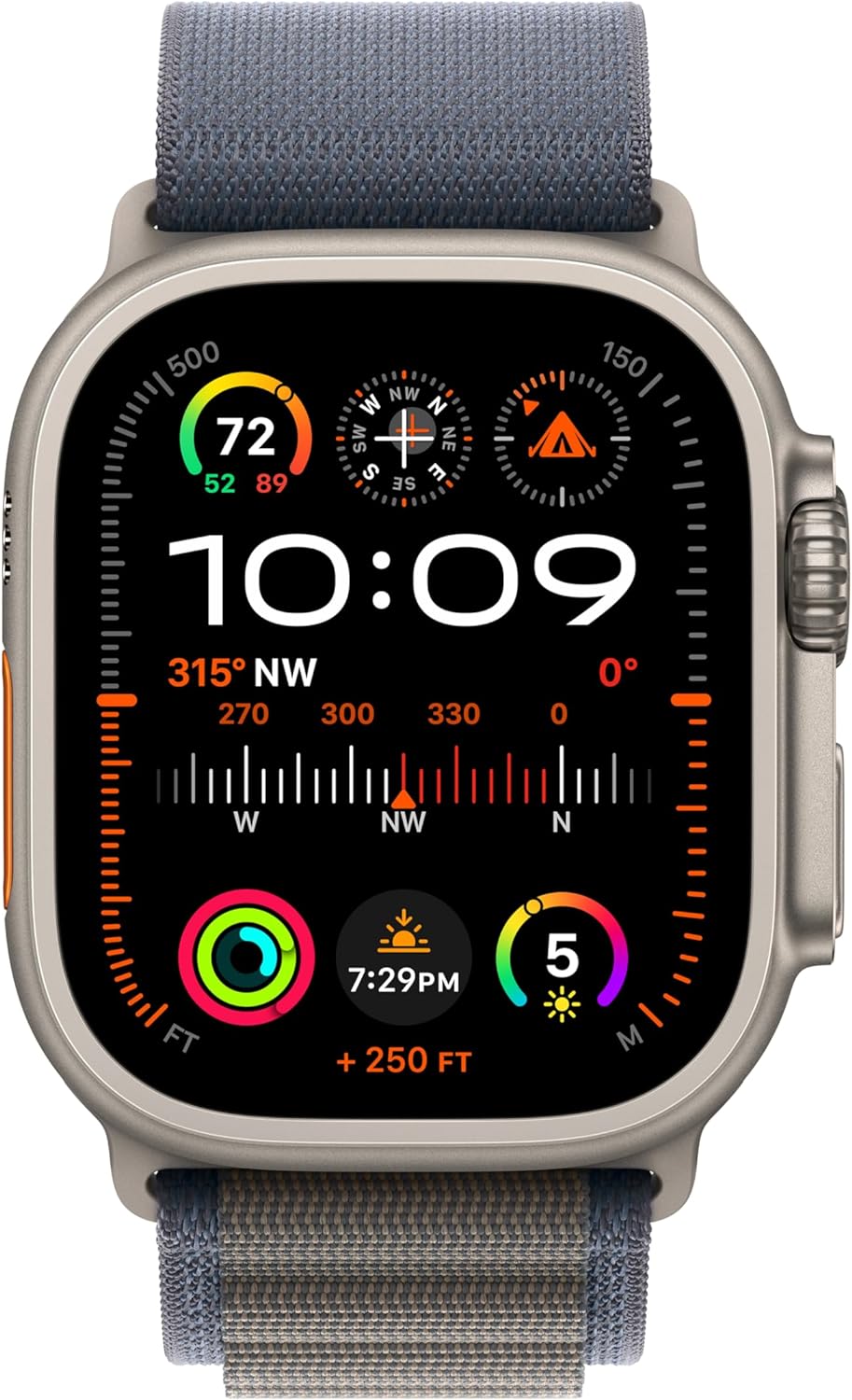 PRO ULTRA-2 GPS Cellular 49mm Smartwatch, Sports Watch with Natural Titanium Case with Navy-Blue Trail Loop - M/L. Fitness Tracker, Precision GPS, Action Button
