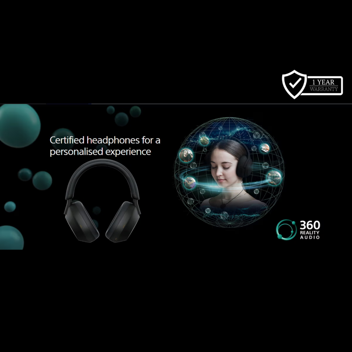 PRO PLUS A1 Best Active Noise Cancelling Wireless Bluetooth Over Ear Headphones with Mic for Clear Calling, up to 40 Hours Battery - BLACK