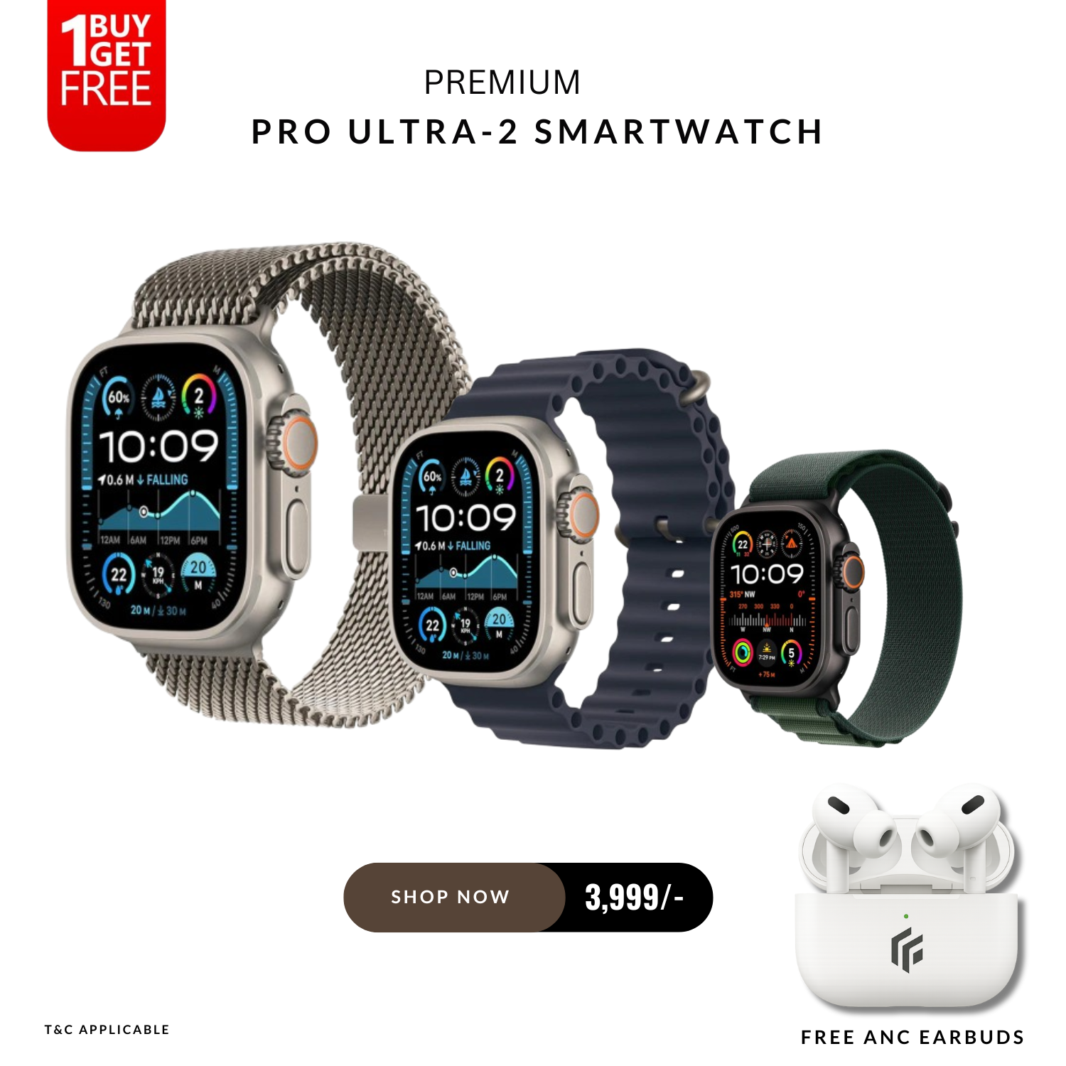 PRO ULTRA-2 49mm Smartwatch (GPS + Cellular) – Fitness Tracker with Action Button + FREE ANC Earbuds