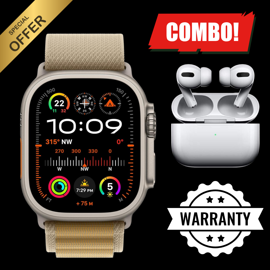 PRO ULTRA-2 GPS  Cellular 49mm Smartwatch, Sports Watch with Natural Titanium Case with Tan Alpine Loop - M/L. Fitness Tracker, Precision GPS, Action Button With Free 2nd Generation ANC Earbud
