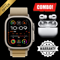 PRO ULTRA-2 GPS  Cellular 49mm Smartwatch, Sports Watch with Natural Titanium Case with Tan Alpine Loop - M/L. Fitness Tracker, Precision GPS, Action Button With Free 2nd Generation ANC Earbud
