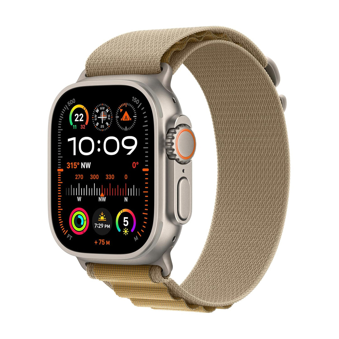 PRO ULTRA-2 GPS  Cellular 49mm Smartwatch, Sports Watch with Natural Titanium Case with Tan Alpine Loop - M/L. Fitness Tracker, Precision GPS, Action Button With Free 2nd Generation ANC Earbud