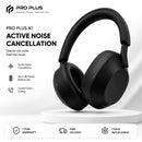 PRO PLUS A1 Active Noise Cancelling Wireless Bluetooth Over-Ear Headphones with Mic, Up to 40 Hours Battery, Black